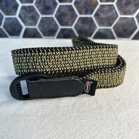 Croakies Medium Black Tan Knit Rope Belt 36” Waist Adjustable - Picture 1 of 3